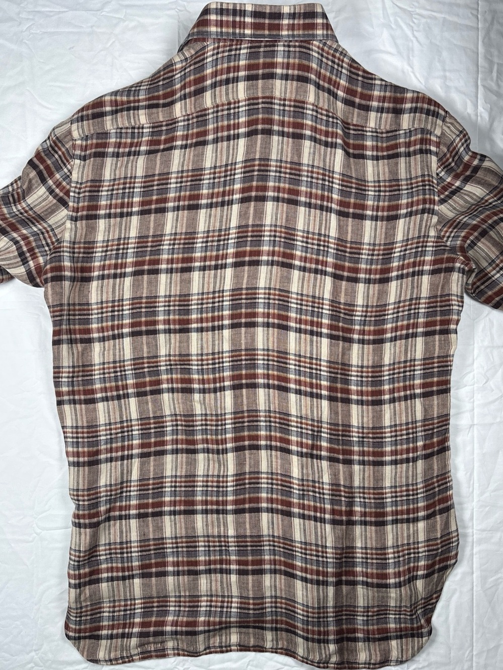 KITON Men's Plaid Button-Up Shirt in Beige and Brown - Picture 9 of 9